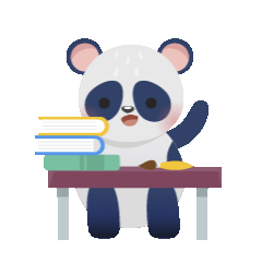 卡通,熊猫,学习,上课