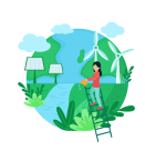 地球,环保,风车,女孩