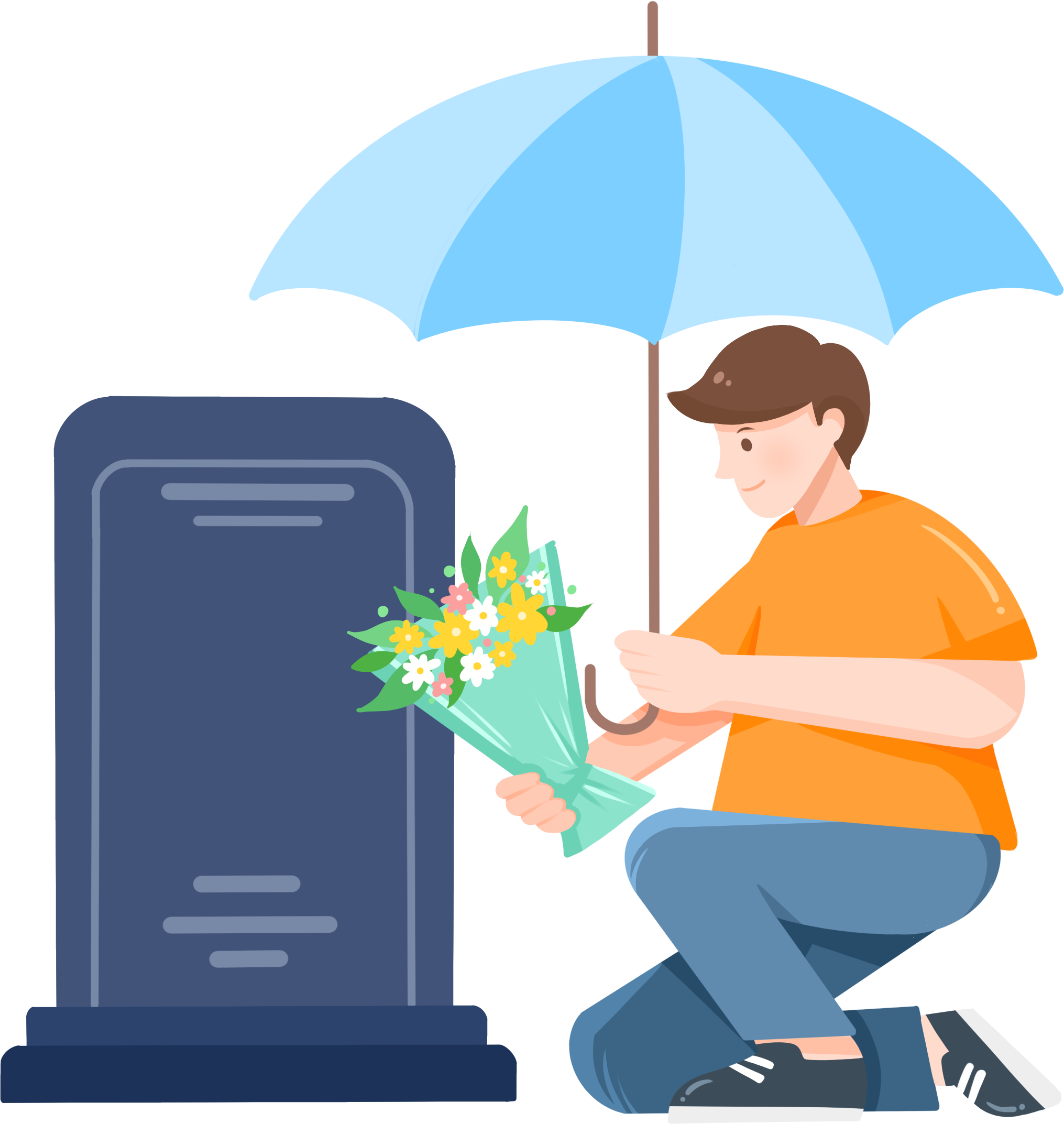 拜祭,祭拜,清明节,雨伞,男孩