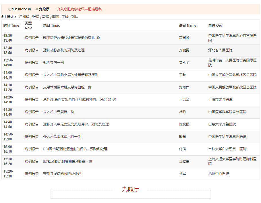 CSC2019中华医学会第21次全国心血管年会详细日程来了！