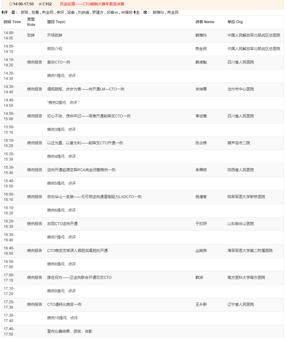 CSC2019中华医学会第21次全国心血管年会详细日程来了！