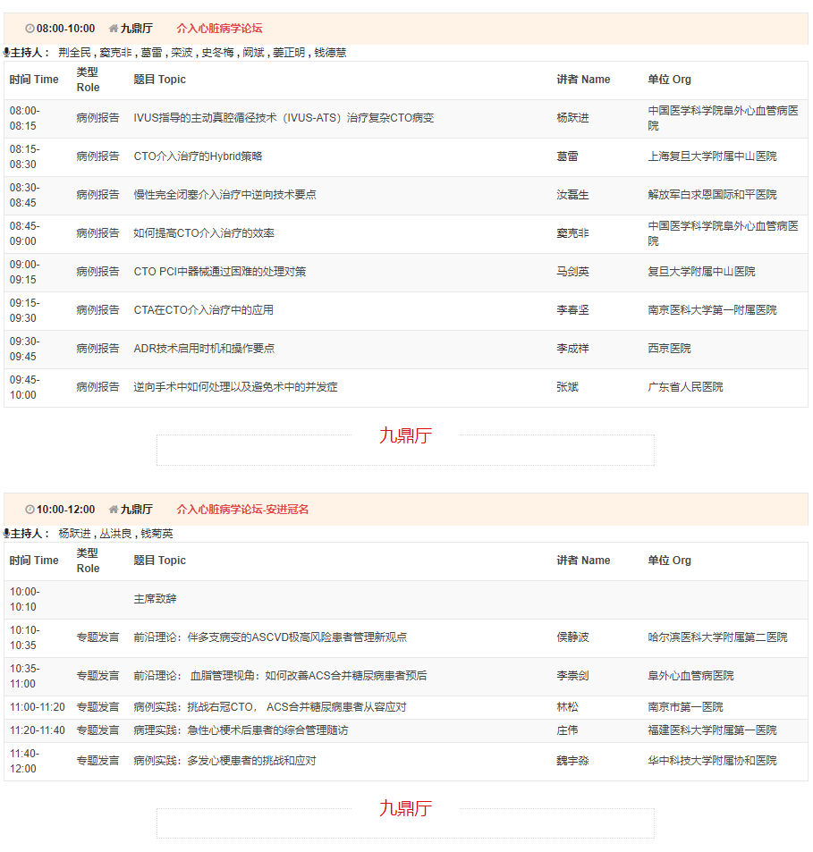 CSC2019中华医学会第21次全国心血管年会详细日程来了！