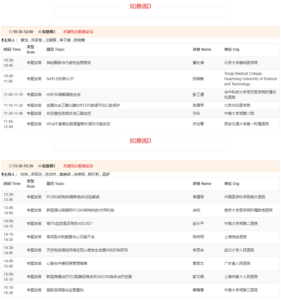 CSC2019中华医学会第21次全国心血管年会详细日程来了！