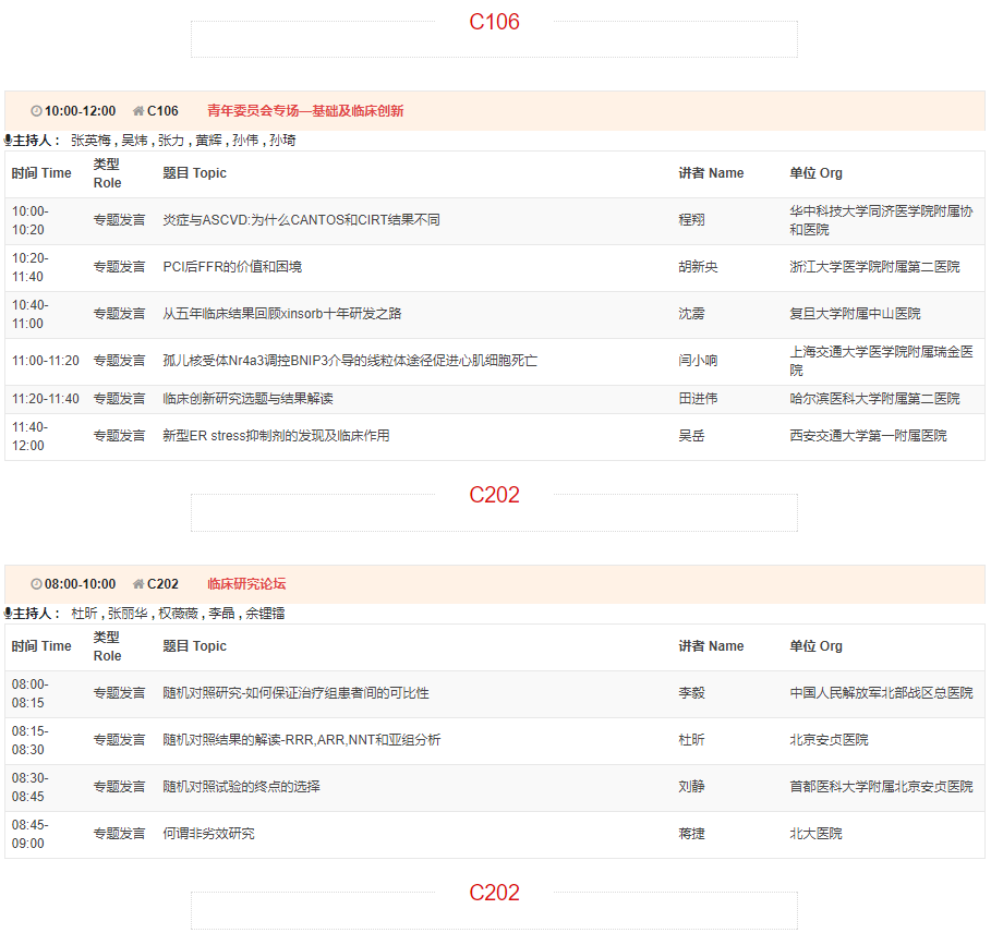 CSC2019中华医学会第21次全国心血管年会详细日程来了！