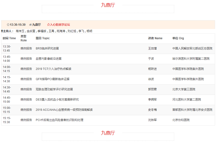 CSC2019中华医学会第21次全国心血管年会详细日程来了！