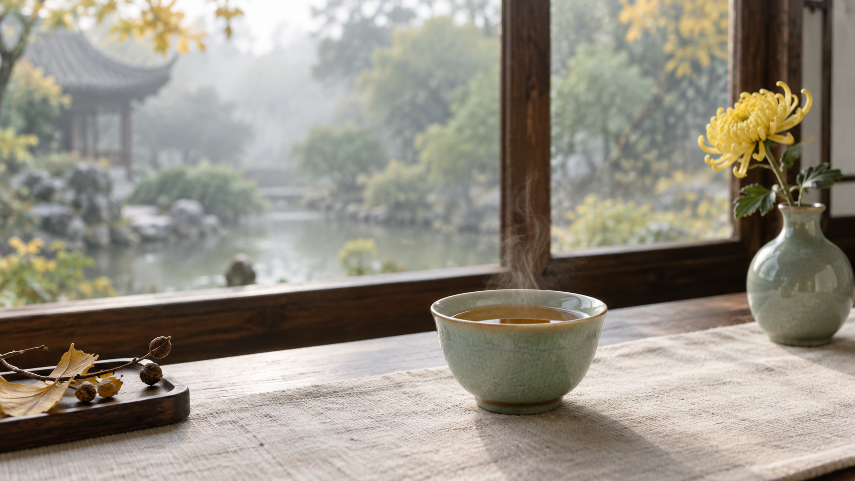 窗前清茶